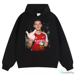 Declan Rice Arsenal Football Club Player Drinking Beer Middle Finger T-Shirt