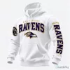 White Pullover Hoodie featuring Baltimore Ravens Football Team Logo