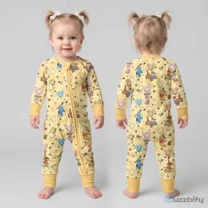 Winnie the Pooh and Friends Honeycomb Pattern Baby Romper