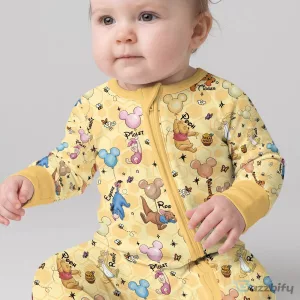 Winnie the Pooh and Friends Honeycomb Pattern Baby Romper