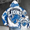 Detroit Lions NFL Football Team Logo White and Blue Hoodie