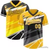 Custom Gold Black Lightning Geometric Zigzag Reversible Pullover Baseball Jersey