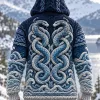 Viking Serpent Knotwork Hooded Cardigan Sweater for Men