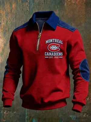 Montreal Canadiens Quarter Zip Pullover Sweatshirt