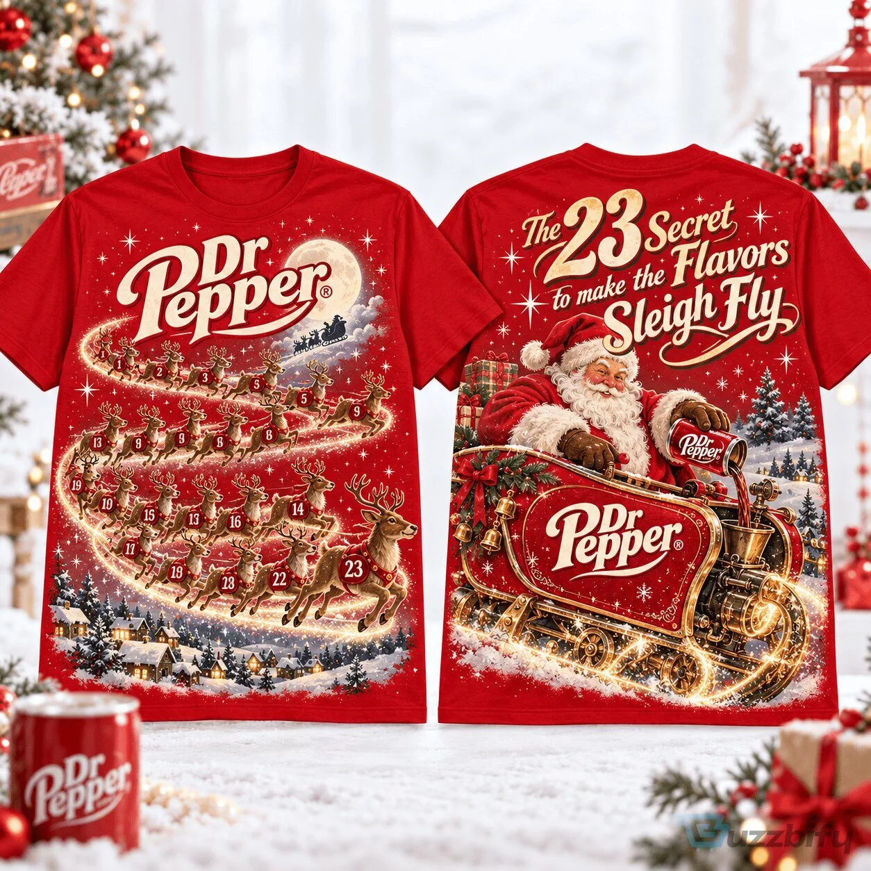 Dr Pepper 23 Flavors Santa Claus Christmas Holiday T-Shirt