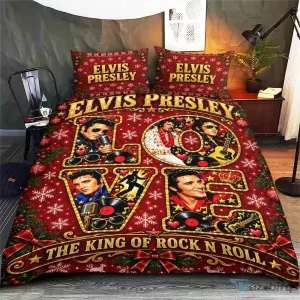 Elvis Presley The King of Rock and Roll Christmas Holiday Bedding Set
