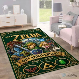 The Legend of Zelda 40th Anniversary Journey Begins Decorative Rug