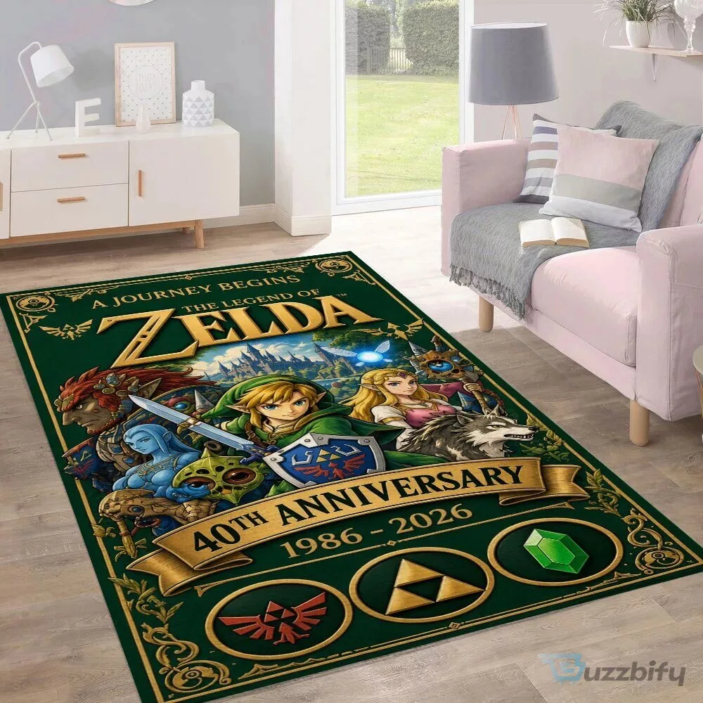 The Legend of Zelda 40th Anniversary Journey Begins Decorative Rug