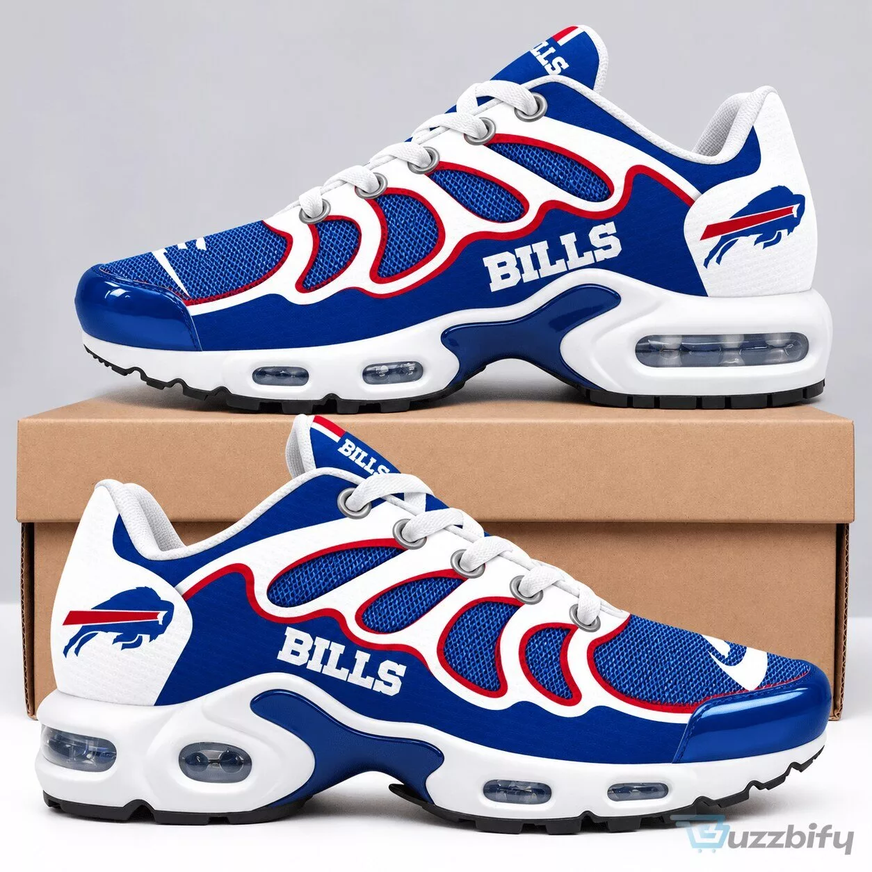 Buffalo Bills NFL Football Team Logo Blue and White Air Cushion Sneakers