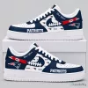 New England Patriots NFL Football Team Custom Name White and Navy Sneakers