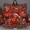 The Rolling Stones Christmas Tongue Logo Collage Fleece Blanket