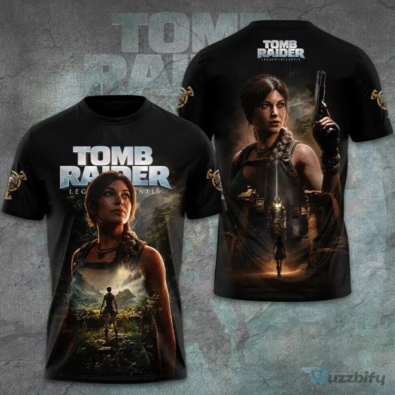 Tomb Raider Legacy of Atlantis Lara Croft Video Game Black T-Shirt
