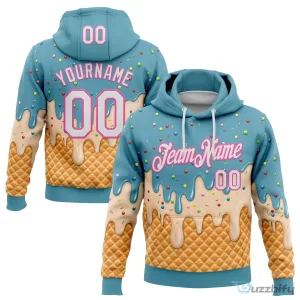 Ice Cream Waffle Cone Sprinkles Custom Name Number Hoodie