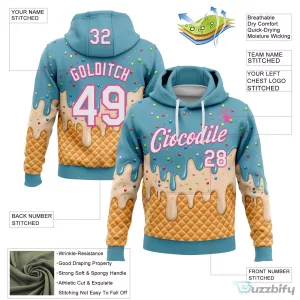 Ice Cream Waffle Cone Sprinkles Custom Name Number Hoodie