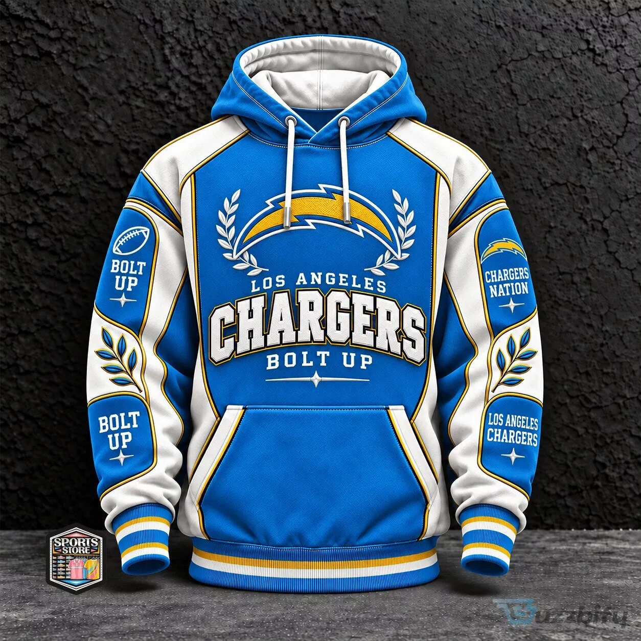 Los Angeles Chargers Bolt Up Fan Gear Blue and White Hoodie