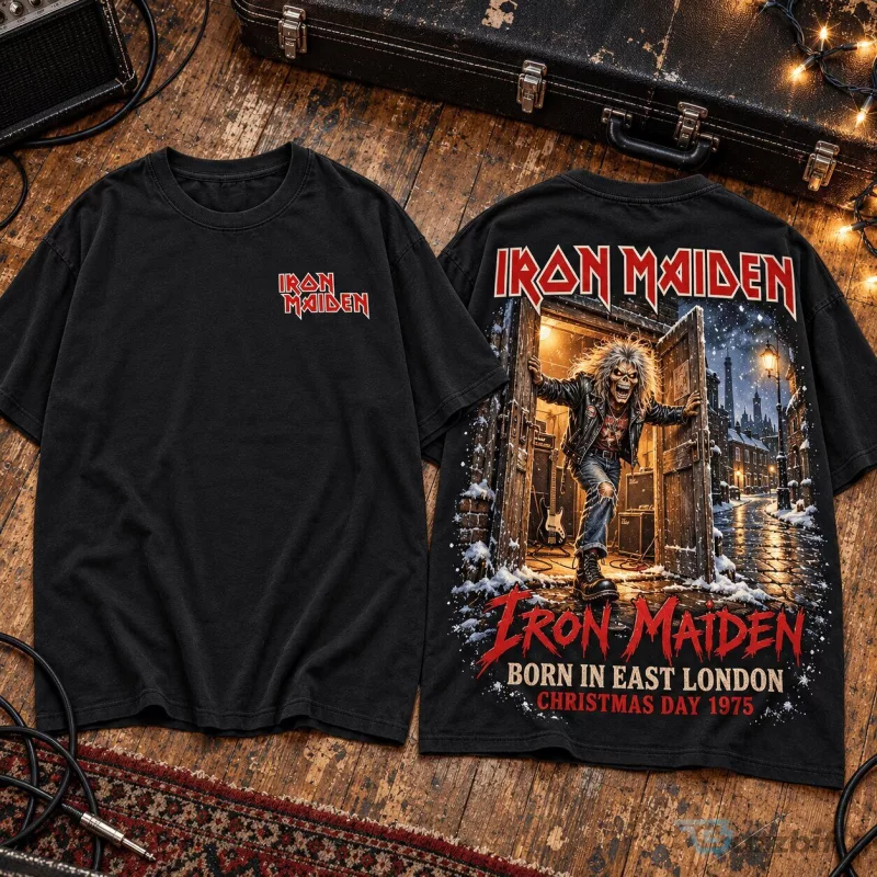 Iron Maiden Born in East London Christmas Day 1975 Heavy Metal T-Shirt