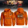 Harley-Davidson Motorcycle Enthusiast Orange Quilted Pullover Hoodie