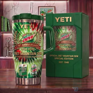 Diet Mountain Dew 78th Anniversary Tie-Dye Yeti Handle Tumbler with Straw