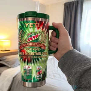 Diet Mountain Dew 78th Anniversary Tie-Dye Yeti Handle Tumbler with Straw