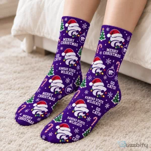 Kansas State Wildcats Merry Christmas Holiday Socks