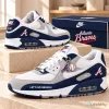 Atlanta Braves Baseball Team Air Max White and Navy Blue Athletic Shoes
