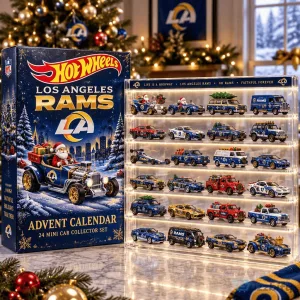 Christmas Advent Calendar 24 Mini Car Collector Set - Los Angeles Rams Hot Wheels Edition