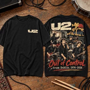U2 Out of Control Dublin 1976-2026 Band Concert Graphic T-Shirt