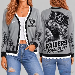 Las Vegas Raiders NFL Football Team Warrior Flag Knit Cardigan