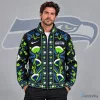 Seattle Seahawks Folk Art Floral Print Full Zip Jacket