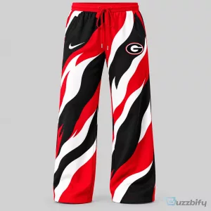 Georgia Bulldogs NCAA Wave Pattern Mascot Red Black White Athletic Pants
