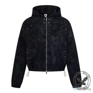 Wasteland Style Distressed Hole Zip-Up Hooded Jacket for Men