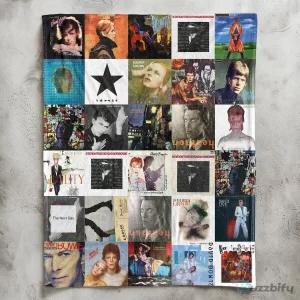 David Bowie Album Covers Collage Soft Fleece Sherpa Blanket