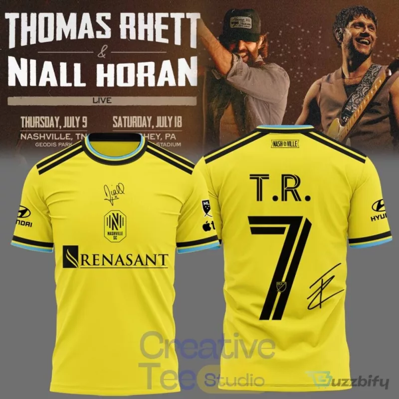 Niall Horan and Thomas Rhett Nashville Concert Tour Yellow Soccer Jersey