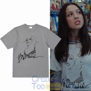 Blondie Debbie Harry Portrait Sketch Art Gray T-Shirt