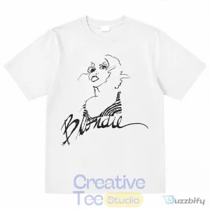 Blondie Debbie Harry Portrait Sketch Art Gray T-Shirt