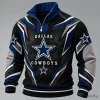 Dallas Cowboys NFL Team Logo Blue and Black Quarter Zip Pullover Sweatshirt