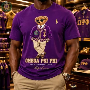 Omega Psi Phi Fraternity Polo Bear by Ralph Lauren Purple T-Shirt