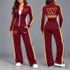 Washington Commanders Women's Burgundy and Gold Striped Tracksuit Jacket and Pants Set