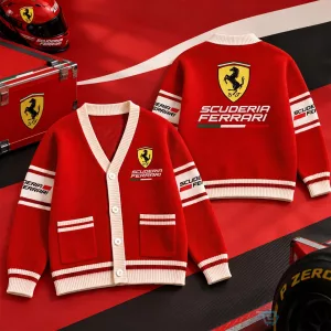 Scuderia Ferrari Racing Team Red Knit Cardigan Sweater
