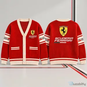 Scuderia Ferrari Racing Team Red Knit Cardigan Sweater