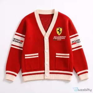 Scuderia Ferrari Racing Team Red Knit Cardigan Sweater
