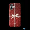 Red Glitter Gift Box with White Ribbon iPhone Case