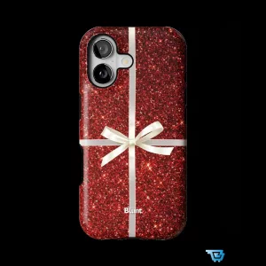 Red Glitter Gift Box with White Ribbon iPhone Case