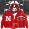 Nebraska Cornhuskers Football Skull and Crossbones Day of the Dead Hoodie