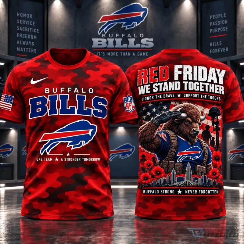 Buffalo Bills Red Friday We Stand Together Camouflage T-Shirt