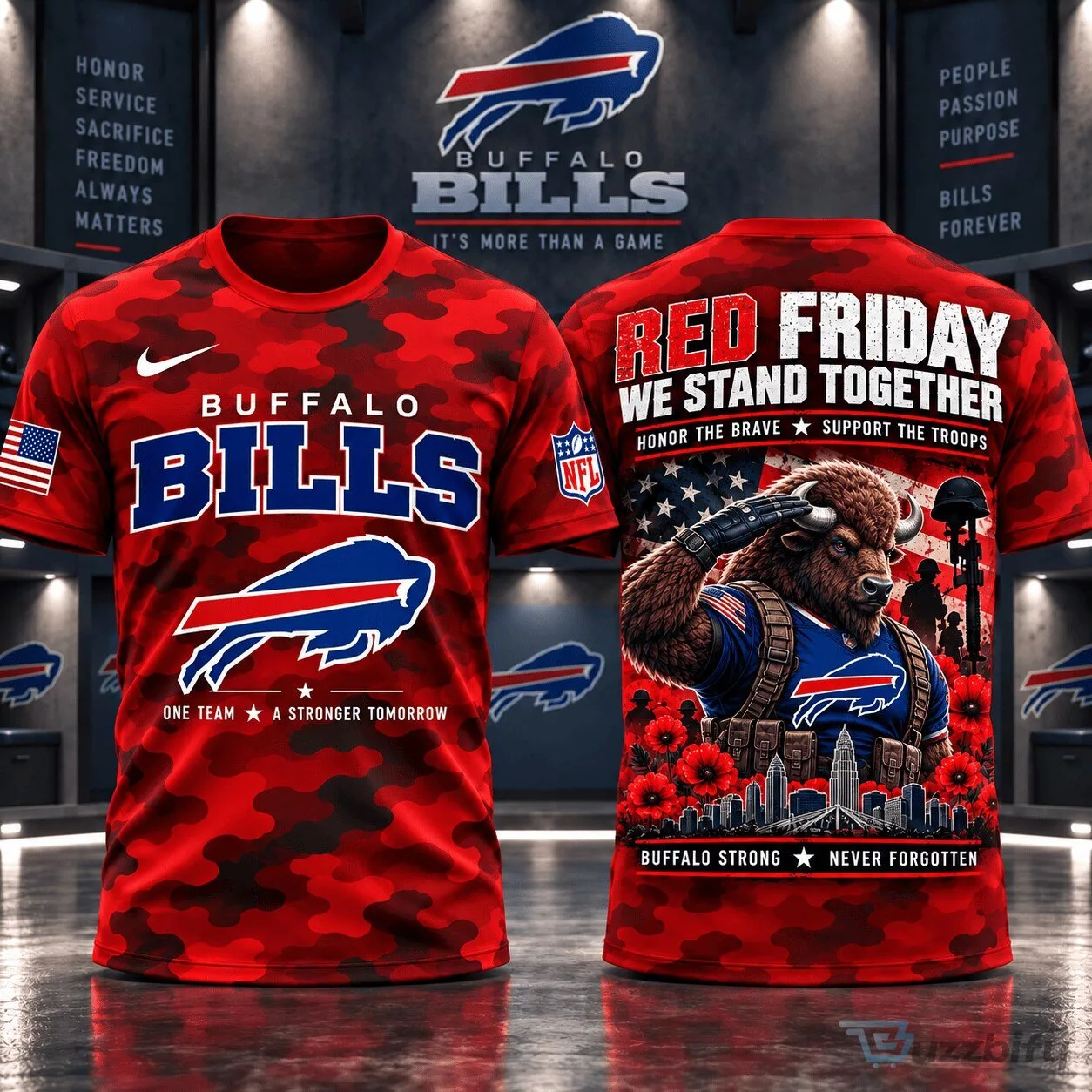 Buffalo Bills Red Friday We Stand Together Camouflage T-Shirt