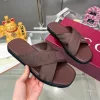 Gucci Interlocking G Brown Cross Strap Slide Sandals for Men