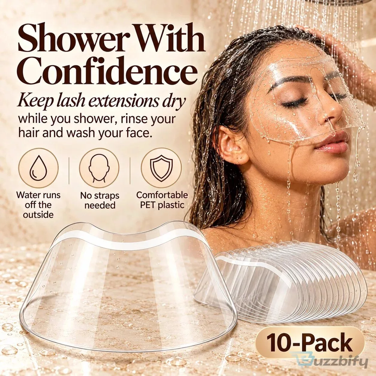 Reusable Eyelash Extension Shower Visor Shields - 10 Pack Waterproof Lash Covers