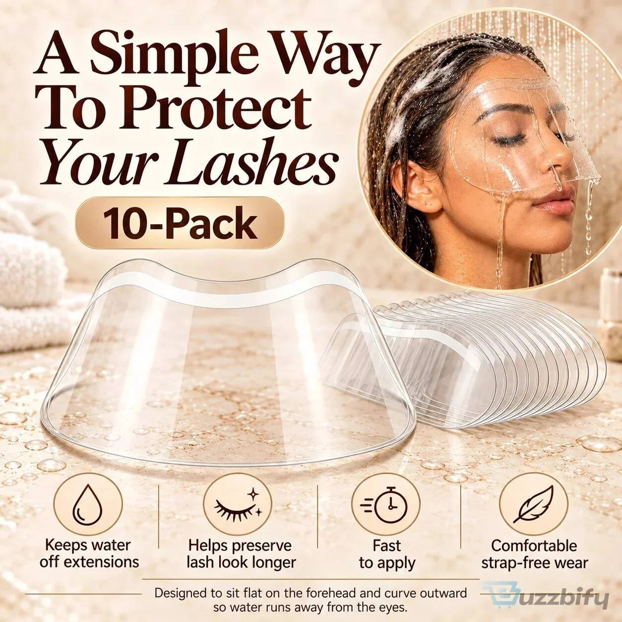 Reusable Eyelash Extension Shower Visor Shields - 10 Pack Waterproof Lash Covers