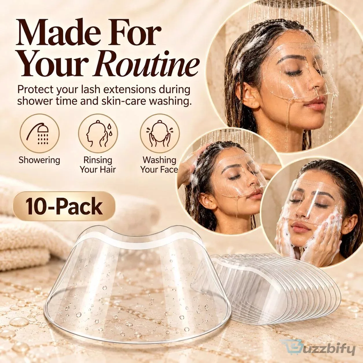 Reusable Eyelash Extension Shower Visor Shields - 10 Pack Waterproof Lash Covers